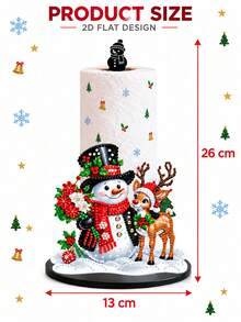 2D FLAT Christmas Decorative Kitchen Paper Towel Holder (No Power Light) - Desktop Tabletop Roll Holder With Display And Storage Function, Reindeer And Snowman Pattern, Suitable For Kitchen, Bathroom, Living Room And Dining Room, Creates Warm Christmas Atmosphere Decorative Ornament, Christmas Holiday Kitchen Desktop Roll Storage Holder, Creative Holiday Home Decor Ornament - Multicolor - View 8