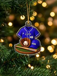 1 buah Ornamen Baseball dengan Teks Personalisasi, Ornamen Natal Pemain Baseball 2026, Ornamen Pohon Baseball, Hadiah Baseball, Ornamen Jersey Nama Tim - MultiWarna - View 8