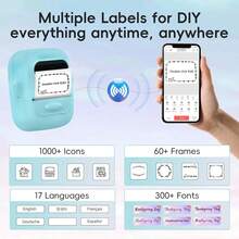 Printer Label Marklife P50 - Printer Label Termal, Mesin Label Portabel, Cocok untuk Produk, Alamat, Stiker, Keperluan Rumah dan DIY, Kompatibel dengan Sistem Android, iOS, dan Windows, Dilengkapi dengan 1 Gulungan Stiker Putih Bulat 50mm - Mint Blue - View 3
