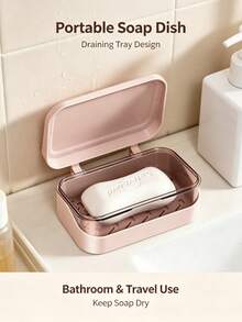 1/2/3/6pcs Set With Lid Quick-Dry Soap Box, Thickened Non-Slip Bathroom Soap Storage, Detachable Shower Caddy, Suitable For Home, Dorm, Outdoor Summer Travel, Green Decoration, Mother's Day And Father's Day Essential, Holiday Back To School Gift, Random Colors - Multicolor - View 11