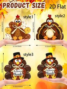 Thanksgiving Decorations For Home Turkey Table Centerpiece Rustic Signs Block Harvest Tabletop Fall Decor Indoor Tiered Tray Office Desk Shelf Mantel Kitchen Autumn Party Supplies - Multicolor - View 8