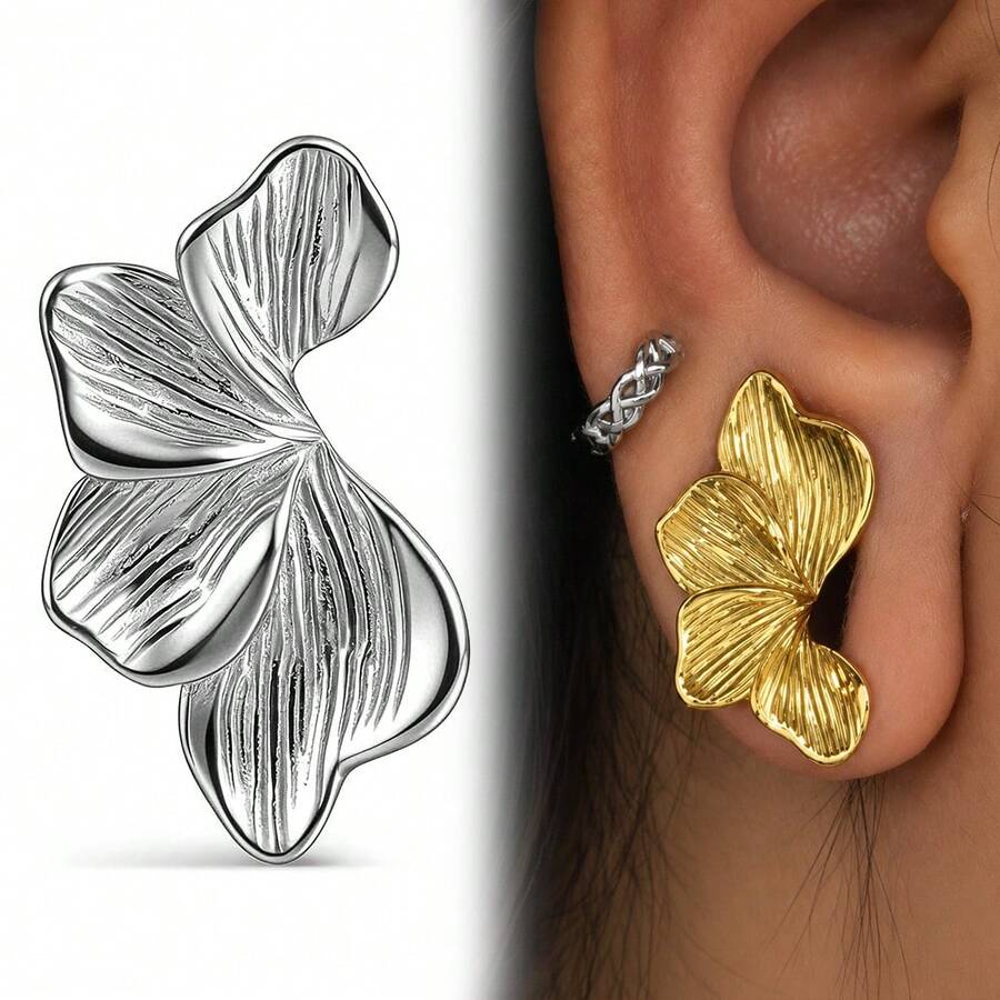 2 st 316L rostfria öronsadel-tunnlar och pluggar med oregelbundna blomblad, expander-piercingsmycken, elegant boho - Blomblomma - Visa 1