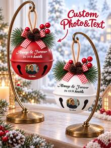 1pc Personalized Photo Memorial Bell Christmas Ornament, Custom Text In Memory Of Loved One Metal Bell,Jingle Bell Ornament 2026,Christmas Tree Hanging Decoration, Bereavement Sympathy Remembrance Keepsake Gift,Christmas Gift - Multicolor - View 3