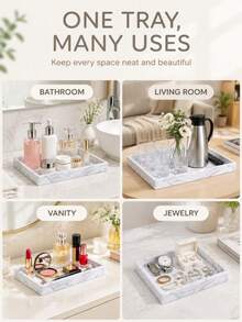 Rectangular Bathroom Vanity Tray, Resin Countertop Storage Tray, Suitable For Perfume, Soap, Candles, Home Decor Vanity Organizer Box - Multi-color - View 4