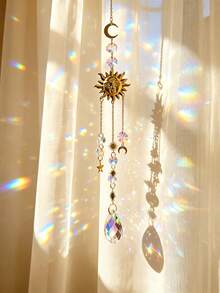 1pc Sun & Moon Decor Wall Hanging, Modern Artificial Crystal Hanging Decoration For Home Wall Decoration - Multicolor - View 4