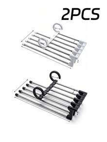 Multi-Layer Pants Rack - Space-Saving Foldable Design, Helps Efficiently Organize Your Closet; Suitable For Jeans, Leggings And Casual Pants Plastic Multi-Layer Pants Rack; Features Non-Marking Anti-Slip Storage Function, Easy To Assemble; Ideal Choice For Holiday Preparation And Seasonal Wardrobe Organization; - Multicolor - View 15