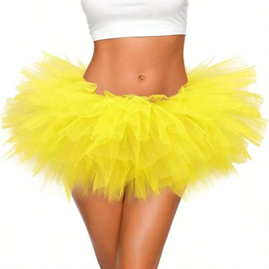 5-Layer Halloween Gothic E-Girl Black Mesh Layered Mini Skirt - High Waist Ruffle Puff Ballet Skirt, Street Style And Party Wear