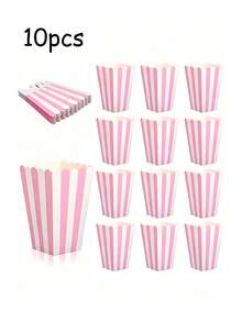Striped Popcorn Boxes Movie Popcorn Boxes Candy Boxes Snacks Containers For Movie Theatre Suitable For Placing Popcorn French Fries Fried Chicken Snacks Food Decorative Tableware For Birthday Party Party Supplies Camping Kitchen Essentials - Multicolor - View 16