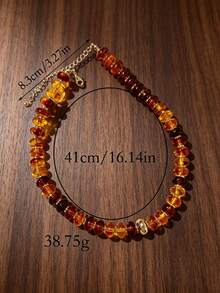 1pc Fashionable Vintage Bohemian Style Beaded Necklace, Suitable For Women's Daily Wear - Multicolor - View 5