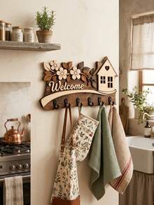 Wall-Mounted Key Rack With Multi-Layer Farmhouse Style Key Holder Hanging Key Rack Hanger For Wall For Bags Coats Umbrella Shelves For The Wall Home Kitchen Room Decor Bathroom University Kitchen Essentials Accessaries - Brown - View 11