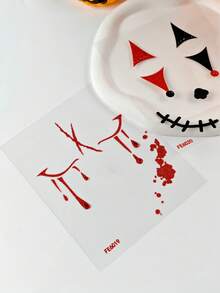 2件組萬聖節紅色亮片臉部貼紙，血淚疤痕小丑縫線微笑水鑽臉部貼紙，恐怖殭屍邪惡小丑臉部貼花，適合萬聖節角色扮演派對化妝 - 彩色 - 查看 9
