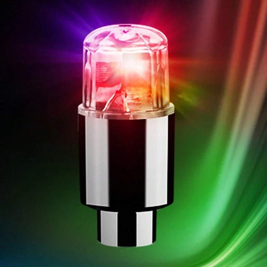 2 paquetes de luces LED para válvulas de neumáticos de coche, luces de neumáticos con colores intermitentes, luces ambientales de neón universales e impermeables para coche, bicicleta, tapas de válvulas de neumáticos, luces decorativas. - Caqui - Ver 1