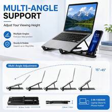 3-In-1 Laptop, Tablet And Mobile Phone Stand, 360° Rotatable And Foldable Desktop Stand, Multi-Angle Adjustable, Lightweight And Portable Stand, Compatible With Smartphones, Tablets And Laptops - View 4