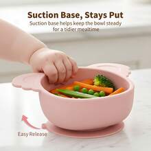 3pcs Silicone Tableware Set, Includes 1 Koala Bowl And 2 Spoons, For Baby Daily Feeding And Self Feeding Training, Nice Gift Option - Multicolor - View 8
