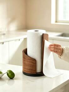 Compact Natural Wooden Toilet Paper Holder, Desktop Tissue Storage Organizer, Round Wooden Paper Holder, Suitable For Kitchen, Bathroom, Bedroom Countertop, Practical Home Decor And Housewarming Gift - Multicolor - View 2
