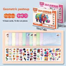 1pc Animal, Transportation, Fruit, Ocean Sticker Puzzle - Children's 3D Geometric Collage Sticker, Handmade DIY Intelligence Puzzle Sticker, Concentration Early Education Educational Toy, Educational Activity Book, Suitable For Adults, Cultivate Creativity And Motor Skills, Includes Animals, Shapes, Colors - Birthday, Christmas, Halloween Gift - Multicolor - View 5