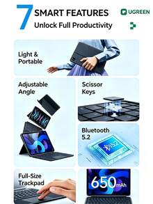 UGREEN IPad Magic Keyboard I511-35121 Compatible With Apple Tablet 25 Models Air 7/6/5/4 Pro 11/10.9-Inch Keyboard Protective Case Integrated Detachable Keyboard Cover - View 6