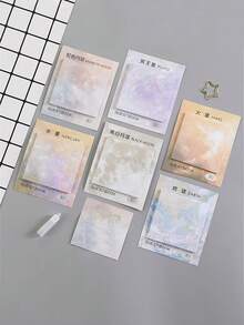1pc Highly Attractive Square Planet Sticky Notes, Oil Painting Texture, Easy Tear And Stick Memo Pads, 30 Sheets Total (Random Style Shipped) - one-size - View 2