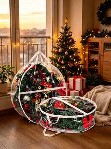 Christmas Transparent Home Storage Organizer Foldable Storage Bag With Zipper And Handles, Christmas Party And All-Season Home Decor Storage - Clear - View 6