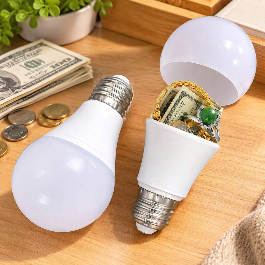 1pc Realistic Light Bulb Shaped Hidden Storage Box, Combination Lock Design, Transparent Plastic Material, No Battery Required, For Storing Cash, Jewelry And Other Valuables, Autumn Home Security Gift - Multicolor - View 1