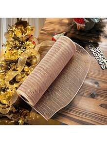 9M Metallic Deco Mesh Roll, Christmas Tree Decor, DIY Wreath Making Supplies, Gold & Silver Thread Mesh Fabric, Holiday Craft Decor Accessories - 1 Roll 9 Meters - View 10