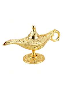 Vintage Magic Lamp Costume Accessory Gift, Classic Arabian Prop Planter Decor (Gold) Luxury Gold Pattern Search Banner Magic Lamp, Palace Banquet Decor Ornament Magic Lamp, Handmade Magic Lamp Decor Gift, Birthday Graduation Gift - Gold - View 11