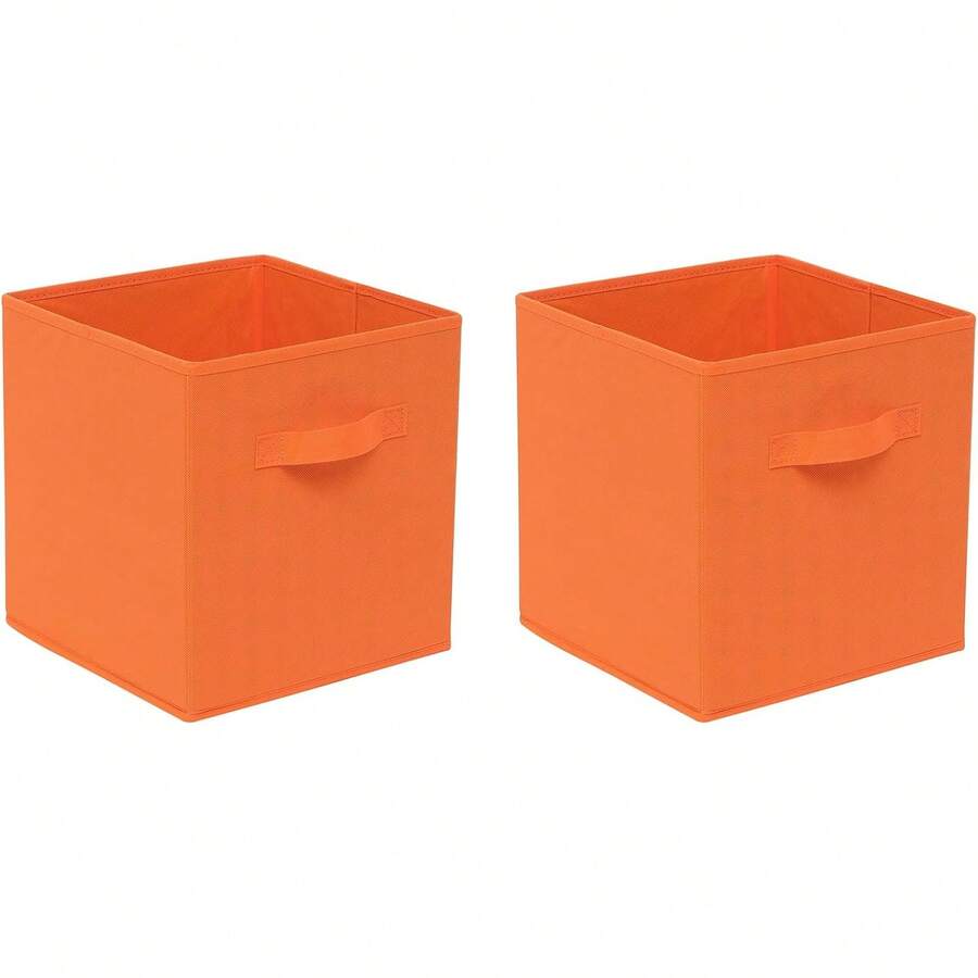 Foldable Storage Boxes Set Of 2,Non-Woven Fabric Storage Box Set,Storage Drawers For Cube Storage Unit,26.5x26.5x28 Cm - Burnt Orange - View 1