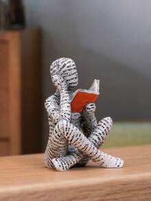 1pc Resin Read A Book Character Profiling Office And Home Furnishings Desktop Decoration Best Gifts Birthday Graduation - Multicolor - View 4