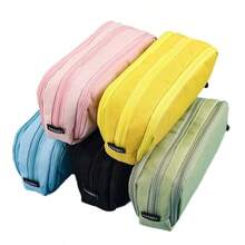 Cross-Border Exclusive Japanese & Korean Style Macaron Color Unisex Transformable Large Capacity Upgraded Pencil Case Stationery Box New Pencil Pouch Stationery Bag Student Pencil Bag Storage Bag Minimalist Storage Pouch - 1pc Blue - View 3