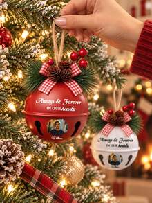 1pc Personalized Photo Memorial Bell Christmas Ornament, Custom Text In Memory Of Loved One Metal Bell,Jingle Bell Ornament 2026,Christmas Tree Hanging Decoration, Bereavement Sympathy Remembrance Keepsake Gift,Christmas Gift - Multicolor - View 5