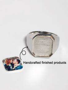 1PC Customized Photo Engraved Ring, Personalized Jewelry Gift For Men And Women For Anniversary, Wedding And Special Occasions - Commemorative Ring Personalized Gift - Perfect For Father's Day, Mother's Day, Valentine's Day, Birthday, Anniversary Or Christmas Gift - Multicolor - View 7