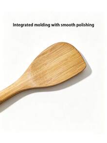 1/4pcs Bamboo Spatula For Non-Stick Cookware, Bamboo Cooking Utensils, Stir-Fry Spatula, Rice Spoon, Kitchen Utensils - Mustard Yellow - View 9