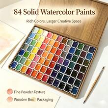 84 Colors Solid Watercolor Set Black Walnut Wood Box Gift Box For Drawing Art Painting Supplies - Sets - View 3