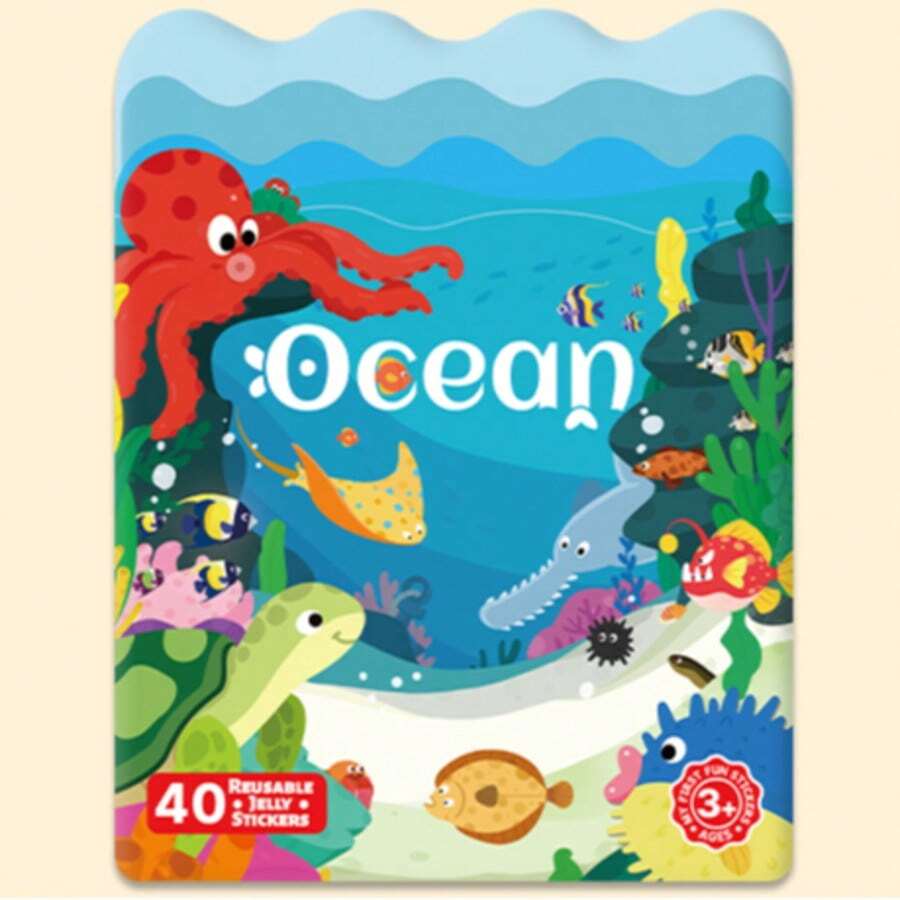 Reusable Jelly Sticker Book Set, Suitable For 3+ Toddlers, Animal, Vehicle, Ocean Themes, Mess-Free Quiet Activity Book, Early Learning For Children