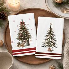 2pcs/Set, White Red Blue Color Scheme, Christmas Kitchen Towels, Hand Towels, Christmas Towel Set, Christmas Holiday Gift, Absorbent Soft Cleaning Cloth, Tea Towels, Hand Towels, Cooking Baking Tea Towels, Cleaning Cloth, Dish Cloth, Kitchen Decor, Living Room Decor, Kitchen Essentials, Home Essentials - White - View 6