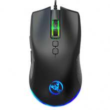 HXSJ Mouse Optik Berkabel Baru, USB Plug and Play, Kabel Jalinan, 7 Tombol, 6400 Lampu Warna-warni yang Dapat Diatur, Untuk Penggunaan di Rumah, Bermain Game, dan Kantor, Model A883 - View 8