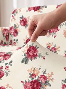 1pc Floral Print Milk Silk Sofa Cover, High Elasticity Washable, All-Season Use, Suitable For Patio, Garden, Poolside And Various Occasions, Sold Individually, Sofa Protector Cover, Fits 1/2/3/4 Seater Sofa - Multicolor - View 6