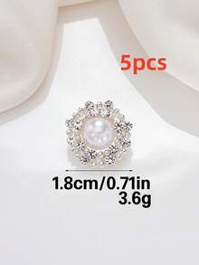 5pcs Luxury Round Pearl Rhinestone Inlaid Zinc Alloy Buttons, Decorative Sewing Fasteners For Suit, Overcoat, Garment DIY Decoration - Multicolor - View 20