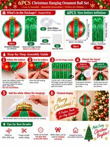 9pcs Christmas Hanging Decoration Balloon Set, Perfect For Christmas Parties, Porch Decorations, And Indoor Or Outdoor Decor - View 8
