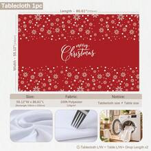 1pc Christmas Minimalist Red Snowflake Merry Christmas Pattern Tablecloth, Stain-Resistant Dining Table Decor Cloth, Suitable For Kitchen, Dining Table, Coffee Table, TV Cabinet, Entryway, Party Holiday Decoration, Home Decor, Christmas Gathering - Multicolor - View 11