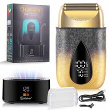 Hatteker 1pc UV Cleaning Electric Shaver, Multi-Speed Reciprocating Dual-Head Razor - Multicolor - View 12