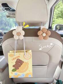 1pc/2pcs Cute Flower Car Headrest Hook, Multi-Functional Rear/Front Hanging Hook, Retractable Car Storage Hook - A - View 2