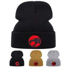 1pc Cartoon Patch Embroidery Knit Beanie Hat, Autumn/Winter Outdoor Sports Events Cold Weather Casual Versatile Brimless Cap - Multicolor - View 1