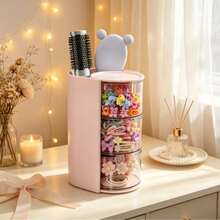 1pc Rotating Cosmetic Storage Box, Multi-Layer Desktop Makeup Organizer With Brush Holder, Vanity Bedroom Bathroom Countertop Storage Display Box - Multicolor - View 2
