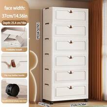 Foldable Storage Cabinet, Home Living Room Toy Storage Box, Snack Cabinet, Kitchen Storage Organizer With Wheels - Multicolor - View 19