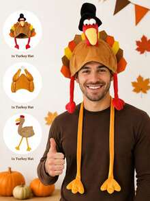 1pc Thanksgiving Turkey Hat, Humorous Creative Performance Costume Hat, Unisex, Party Costume Accessory, Holiday Celebration Gift - Multicolor - View 1