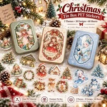 Christmas Box Series Tin Box Stickers, Christmas Theme Cute Girl Planner Stickers, DIY Decorative Stickers - Multicolor - View 9
