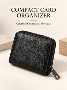 2/1 buah Dompet Kartu Kulit Imitasi Ultra Tipis dengan Kantong Koin Berresleting, Tempat Kartu Minimalis dan Ringkas, Unisex, Cocok untuk Perjalanan, Kerja, dan Penggunaan Sehari-hari/Set - MultiWarna - View 1