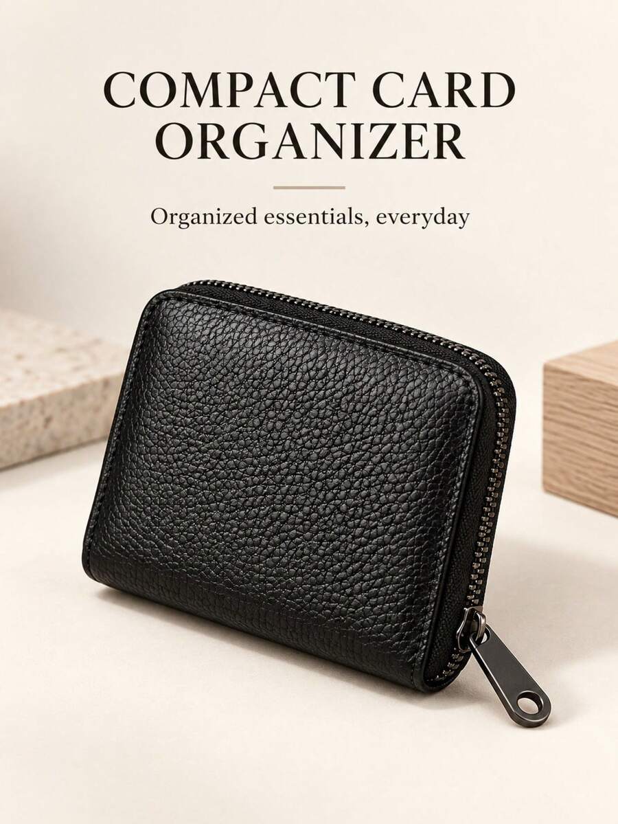 2/1 buah Dompet Kartu Kulit Imitasi Ultra Tipis dengan Kantong Koin Berresleting, Tempat Kartu Minimalis dan Ringkas, Unisex, Cocok untuk Perjalanan, Kerja, dan Penggunaan Sehari-hari/Set - MultiWarna - View 1