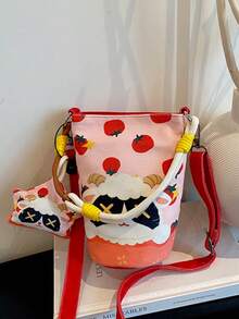 1 buah Tas Tangan Anak Laki-laki dan Perempuan Motif Kartun Bahan Nilon Penutup Magnet Lucu Tas Selempang Cocok untuk Semua Musim Penggunaan Sehari-hari Dengan Liontin - A - View 12